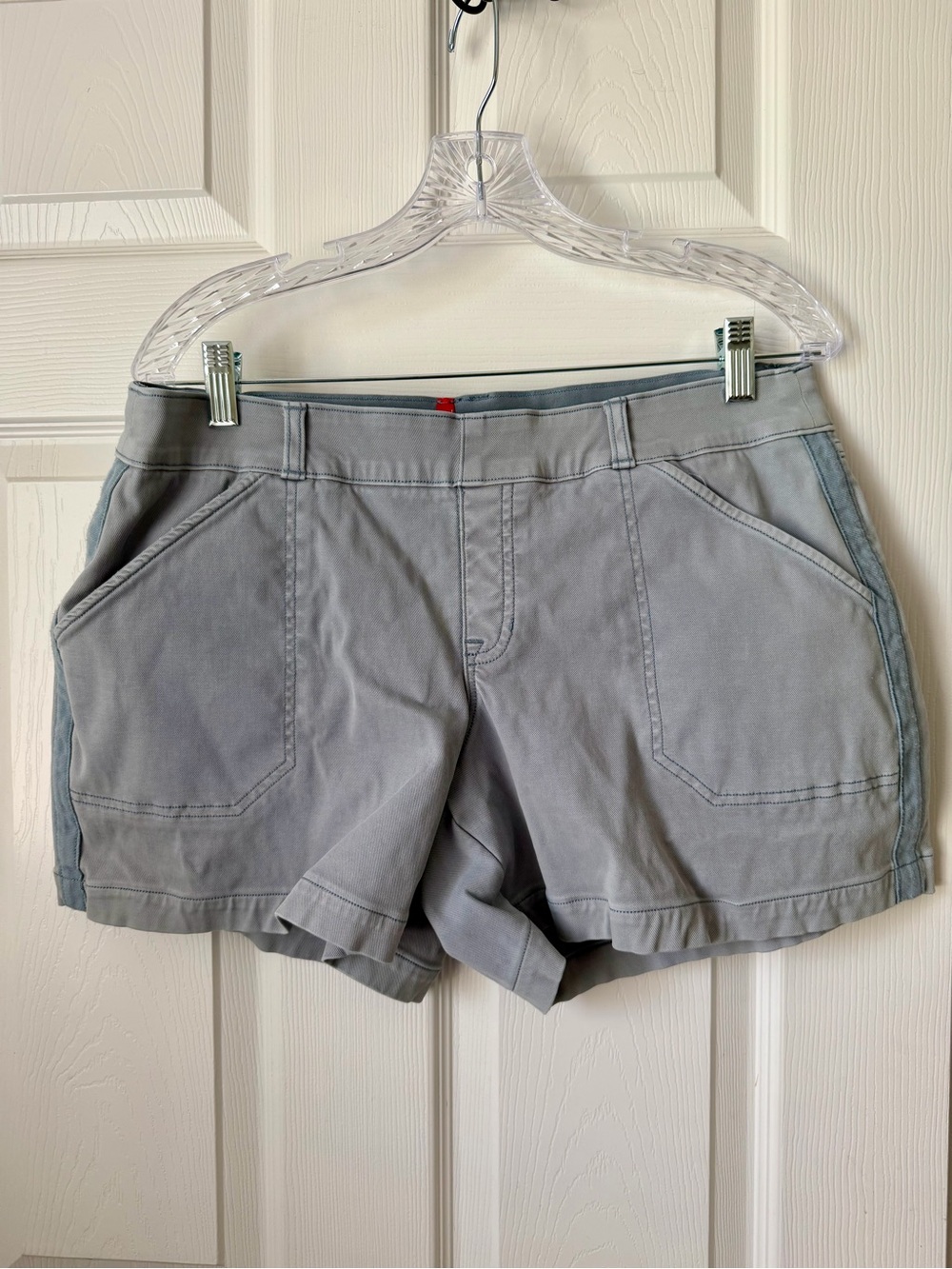 SPANX Light Blue Gray Utility Cotton-Blend Shorts XL EUC